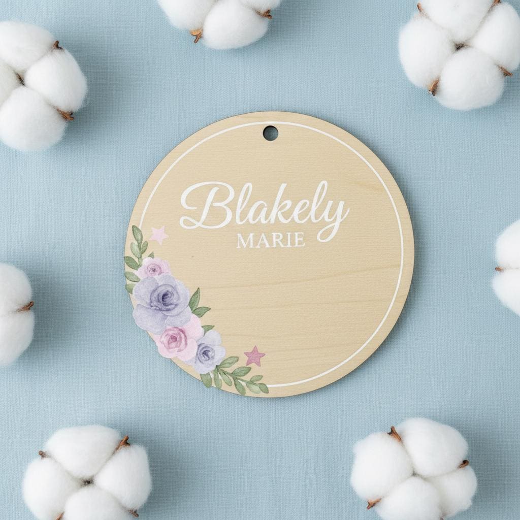 Personalized Baby Announcement Disc, Wooden Baby Birth Stats Sign, Custom Newborn Name Sign, Baby Announcement Photo Prop