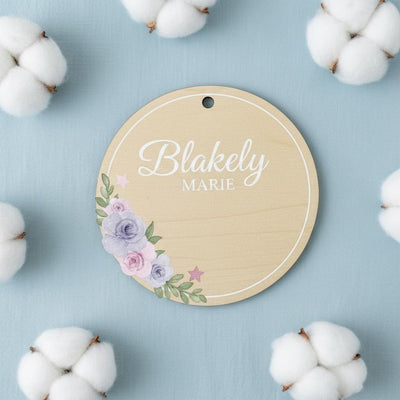Personalized Baby Announcement Disc, Wooden Baby Birth Stats Sign, Custom Newborn Name Sign, Baby Announcement Photo Prop