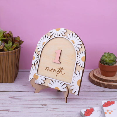 3D Baby Milestone Sign, Hello World Milestone Card, Boho Monthly Milestone, Engraved Wood Monthly Milestone Markers, Baby Girl Photo Props