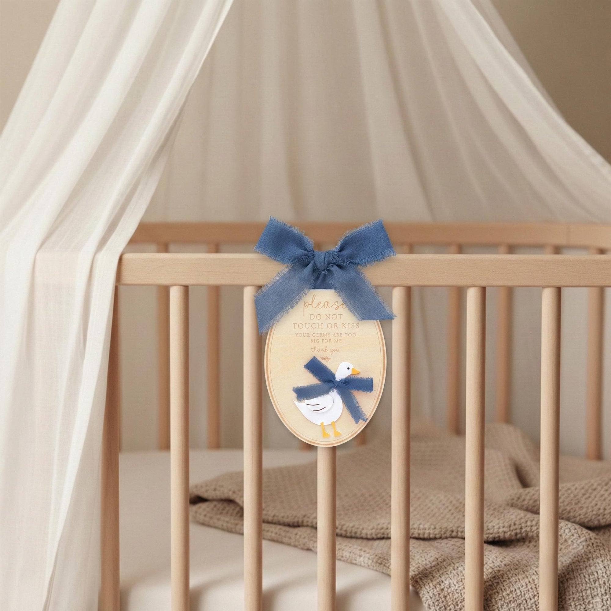 Please Do Not Touch or Kiss Baby Sign, Wooden Stroller Tag