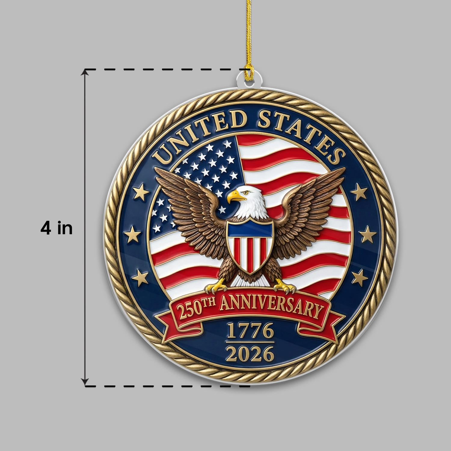 United States 250th Ornament, Semiquincentennial Car Mirror Charm, 1776-2026 Patriotic Eagle Gift, USA Jubilee Coin Decor