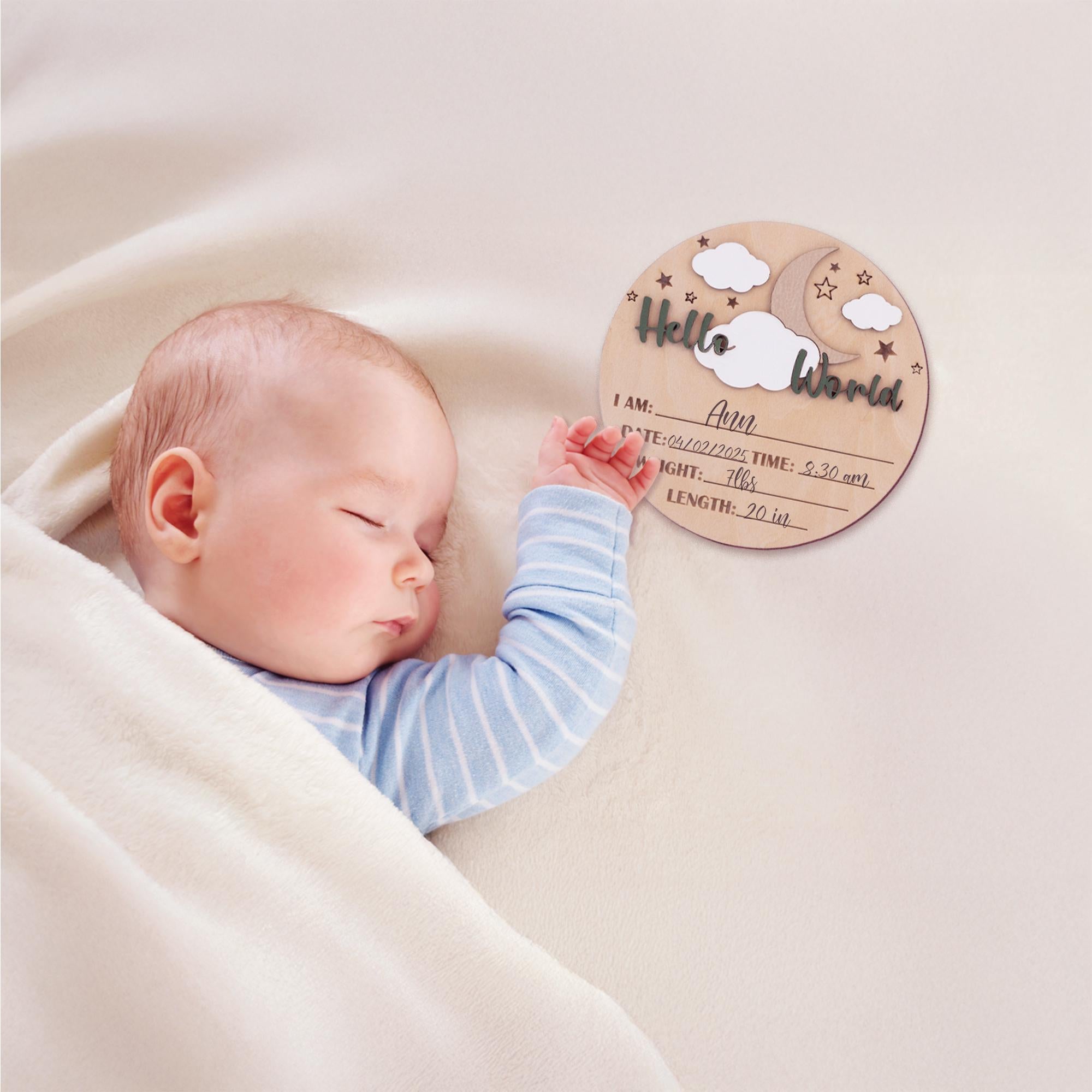 Birth Stats Sign, 3D Baby Birth Announcement Sign, Hello World Sign, Newborn Photo Prop, Baby Shower Gift for New Mom, Nursery Name Sign