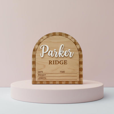 Personalized Baby Birth Stats Sign, Wooden Baby Name Announcement Sign, Custom Newborn Birth Details Plaque Nursery Decor
