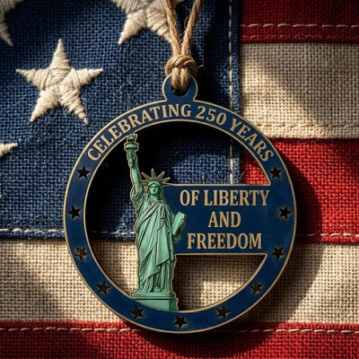 USA 250 Years Liberty Ornament, Semiquincentennial Gift, 1776-2026 Statue of Liberty Decor, America 250 Wooden Milestone Gift