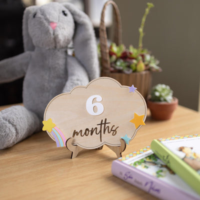 Personalized Baby Milestone Sign, Interchangeable Milestone Cards, Baby Monthly Milestone Marker, Wooden Baby Photo Prop, Baby Shower Gift