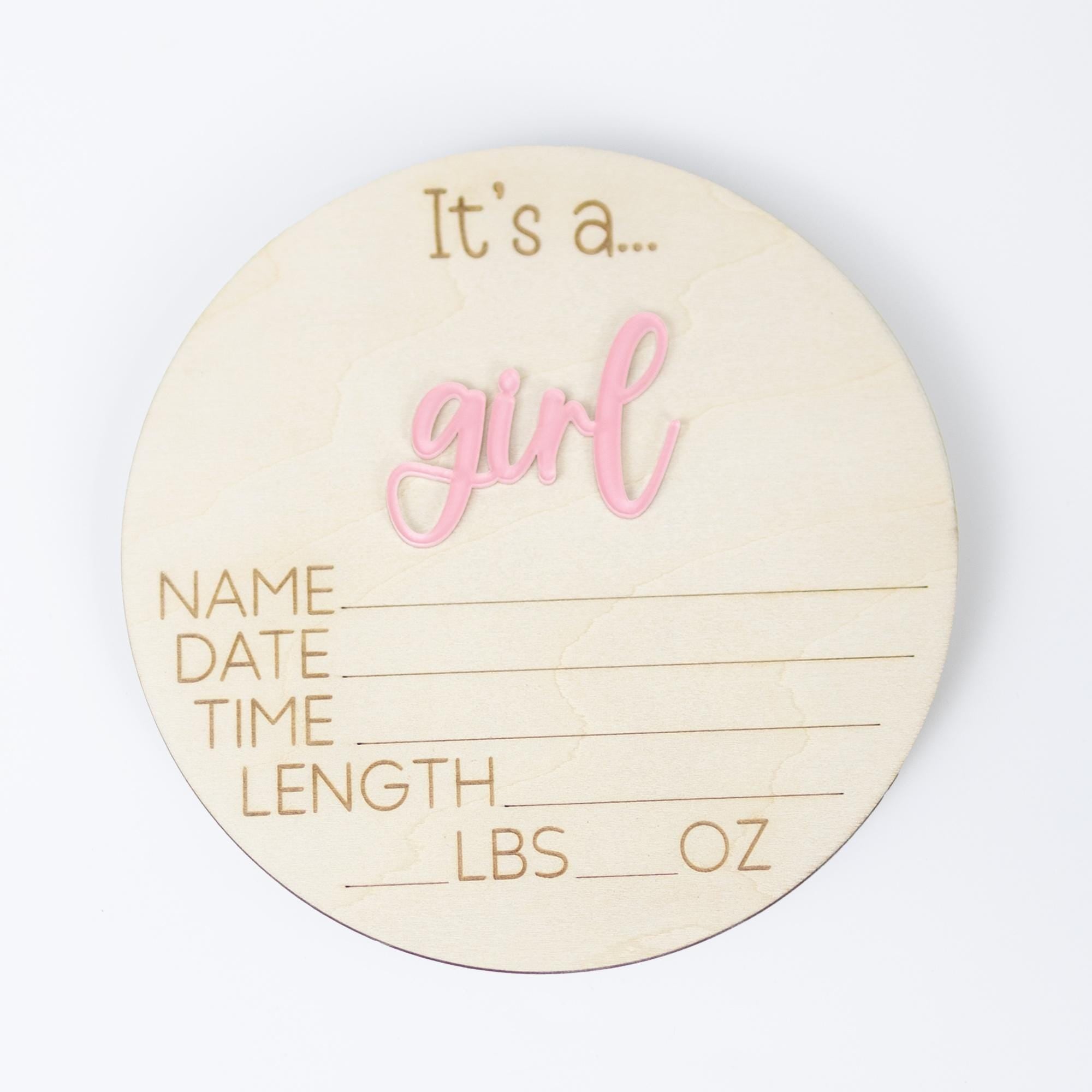 Surprise Gender Reveal Sign, Wooden Baby Announcement Sign, It's A Girl Sign, It's A Boy Announcement, Birth Stat Sign, Baby Shower Gift