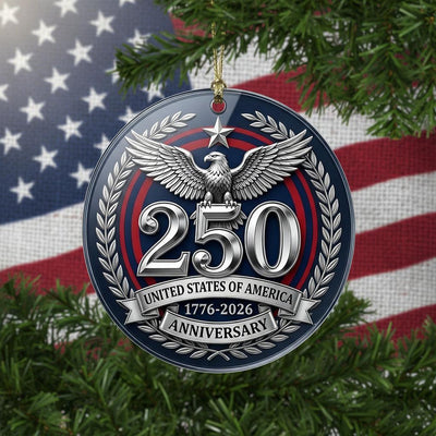 United States 250th Anniversary Ornament, 2026 Semiquincentennial Silver Medal, 1776-2026 Patriotic Eagle Gift, USA Keepsake Decor