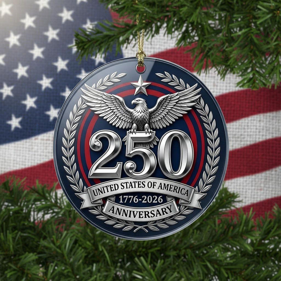 United States 250th Anniversary Ornament, 2026 Semiquincentennial Silver Medal, 1776-2026 Patriotic Eagle Gift, USA Keepsake Decor
