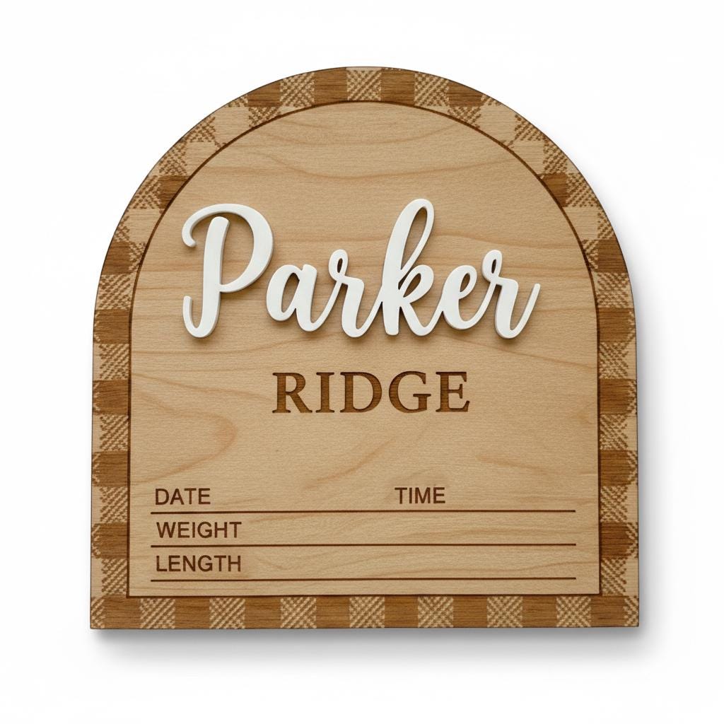Personalized Baby Birth Stats Sign, Wooden Baby Name Announcement Sign, Custom Newborn Birth Details Plaque Nursery Decor