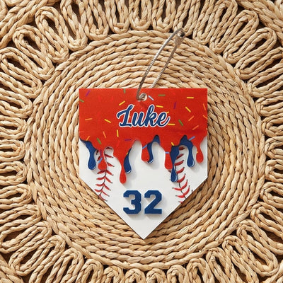 Personalized Baseball Keychain Custom Name and Number Acrylic Baseball Bag Tag Player Gift Little League Team Gift Sports Keychain