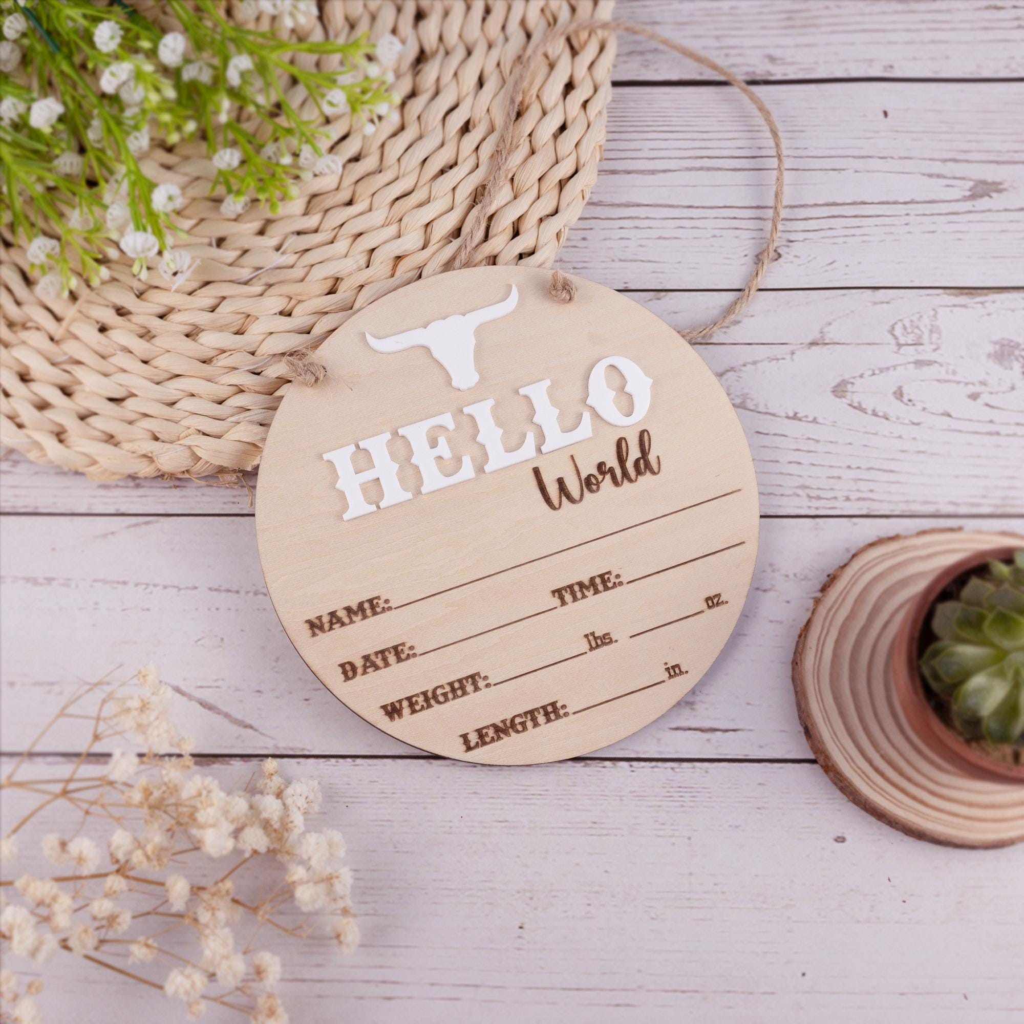 Western Baby Announcement Sign Boy, Newborn Photo Prop, Baby Birth Stats Sign, Bull Western Nursery Sign, Newborn Announcement Sign Boys