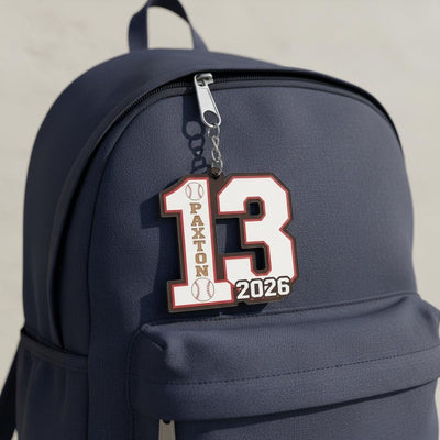 Personalized Baseball Number Keychain Custom Player Name Number and Year, Acrylic Baseball Player Gift, Little League Team Gift