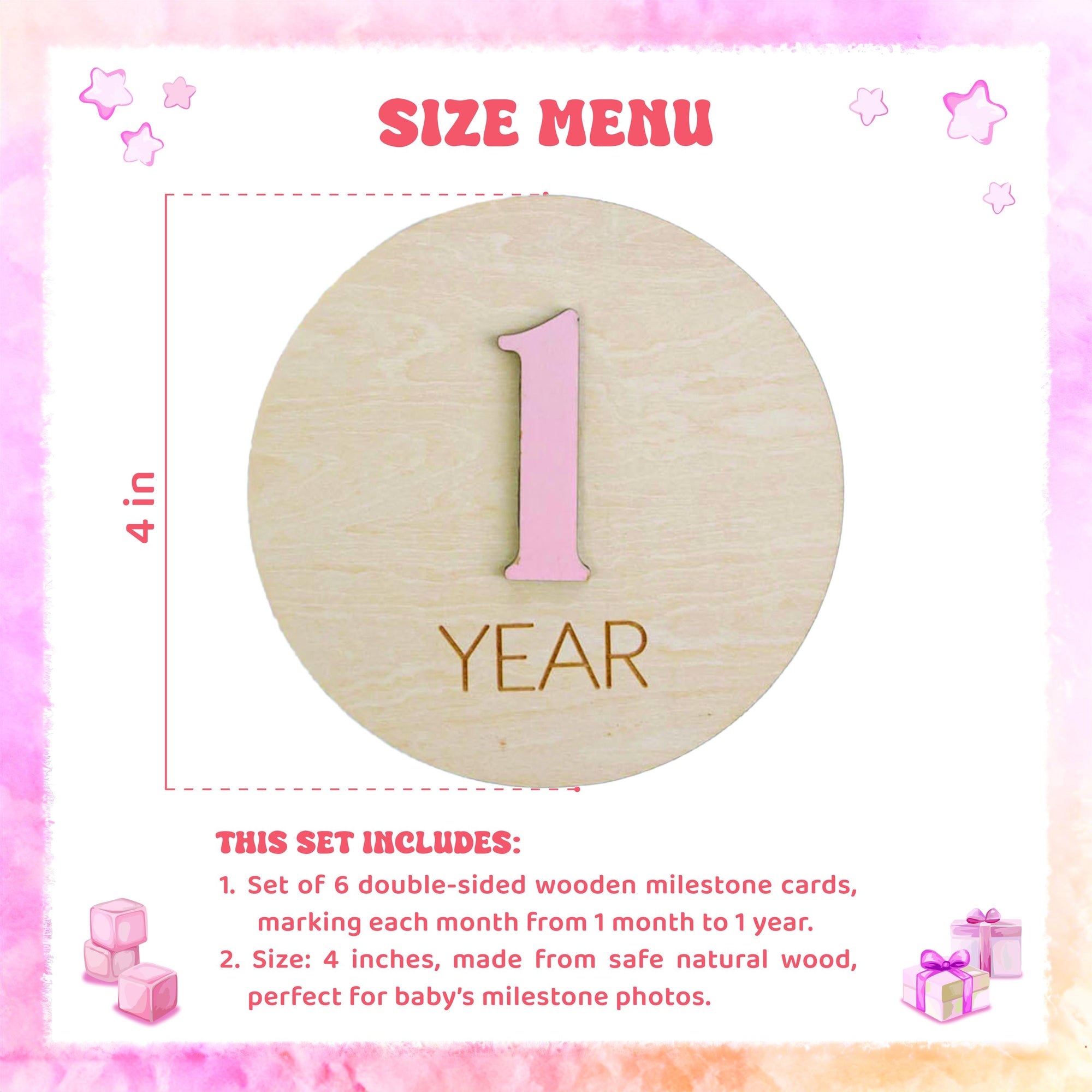 Monthly Milestone Baby Girl, 3D Milestone Discs Baby, Baby Milestone Wooden Discs With Color, Baby Shower Gift, Newborn Photo Prop,Baby Sign