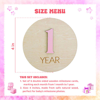 Monthly Milestone Baby Girl, 3D Milestone Discs Baby, Baby Milestone Wooden Discs With Color, Baby Shower Gift, Newborn Photo Prop,Baby Sign