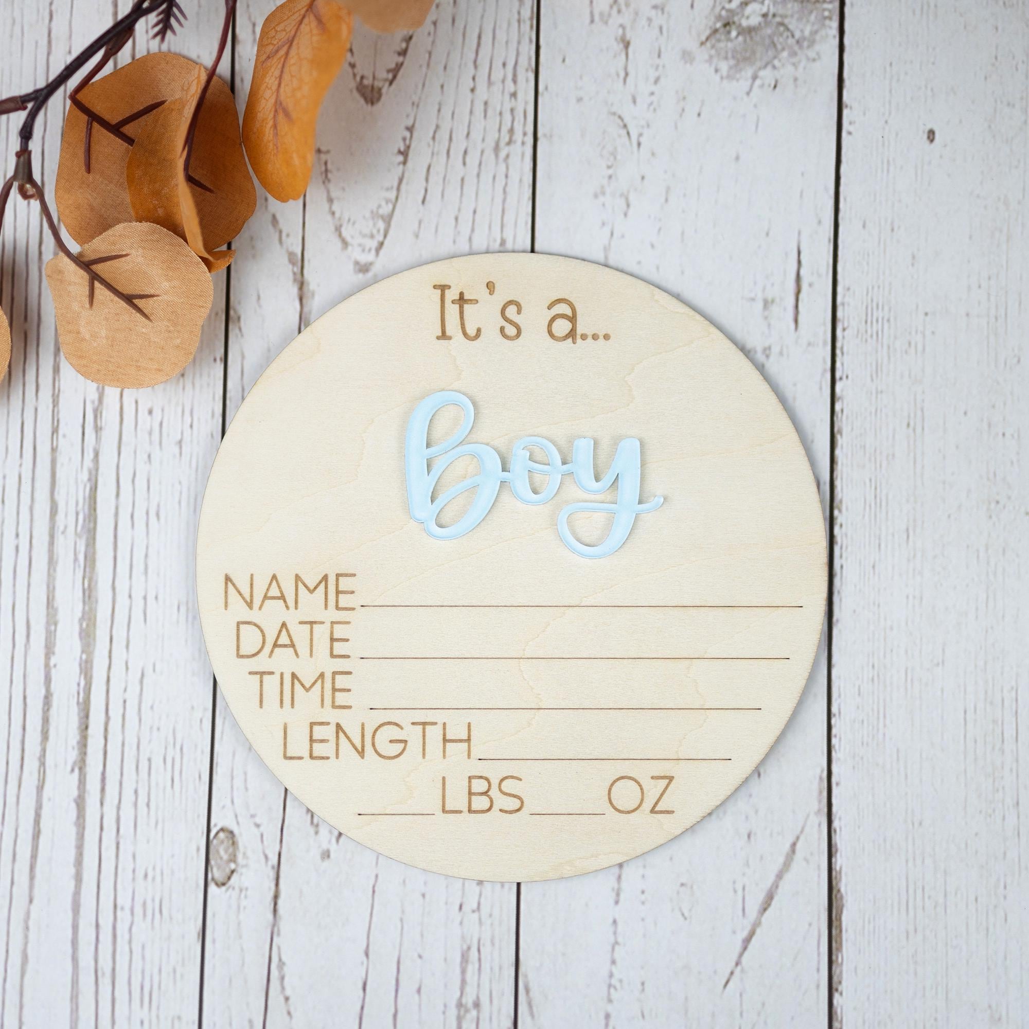 Surprise Gender Reveal Sign, Wooden Baby Announcement Sign, It's A Girl Sign, It's A Boy Announcement, Birth Stat Sign, Baby Shower Gift