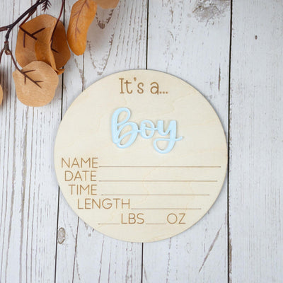 Surprise Gender Reveal Sign, Wooden Baby Announcement Sign, It's A Girl Sign, It's A Boy Announcement, Birth Stat Sign, Baby Shower Gift