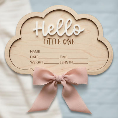 Personalized Baby Stats Plaque for Girl, Newborn Birth Announcement Sign, Boho Hospital Photo Prop, Hello Little One Nursery Decor