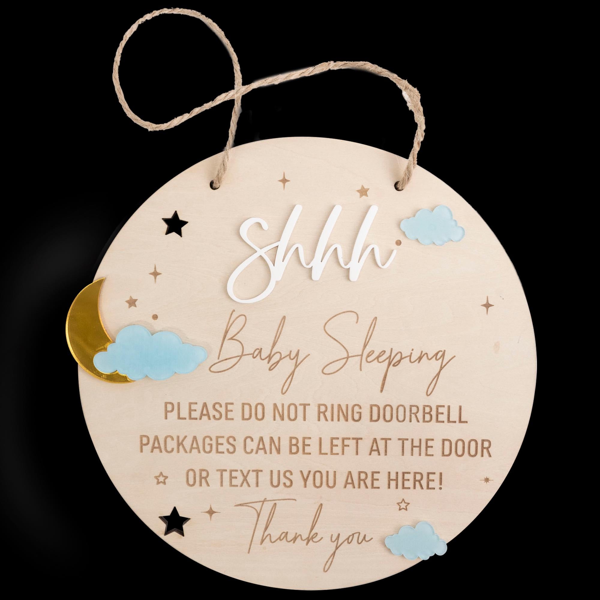 Baby Sleeping Sign, Do Not Disturb Baby Sleeping, Dont Ring Doorbell Sign, Front Door Sign, Do Not Knock Or Ring Bell, Baby Shower Gift