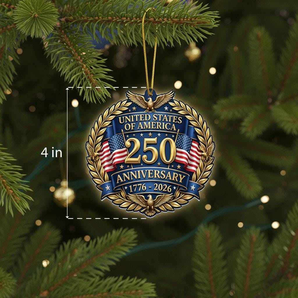 United States 250th Ornament, Semiquincentennial Eagle Medallion, 1776-2026 Patriotic Anniversary Gift, USA 250 Years Decor