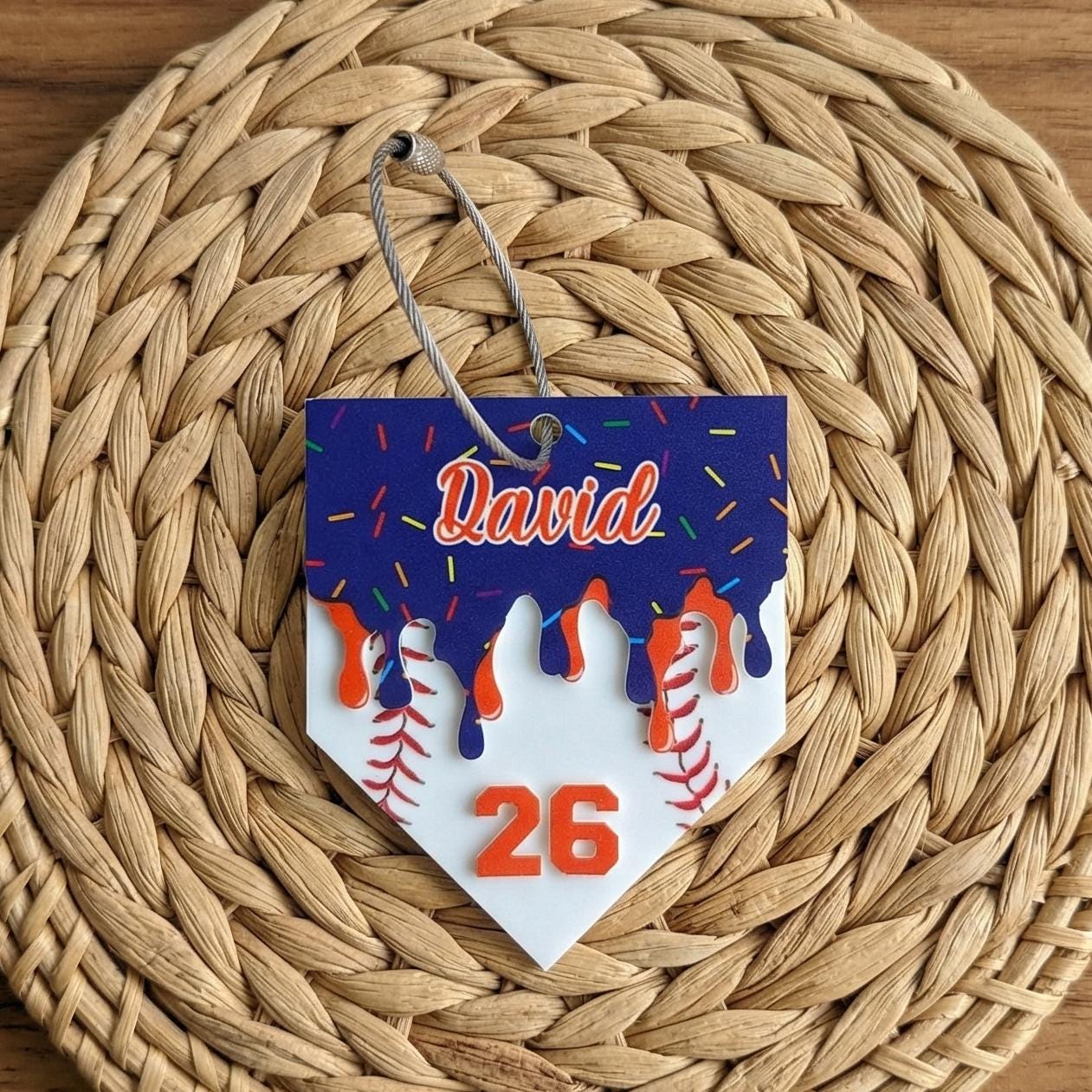 Personalized Baseball Keychain Custom Name and Number Acrylic Baseball Bag Tag Player Gift Little League Team Gift Sports Keychain