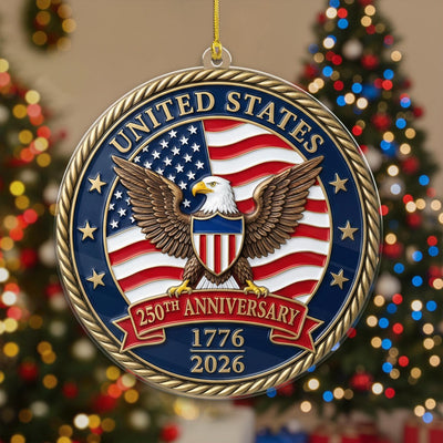 United States 250th Ornament, Semiquincentennial Car Mirror Charm, 1776-2026 Patriotic Eagle Gift, USA Jubilee Coin Decor