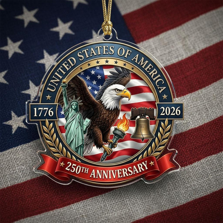 United States 250th Ornament, Semiquincentennial Heritage Gift, 1776-2026 Patriotic Acrylic Decor, America 250 Years Keepsake
