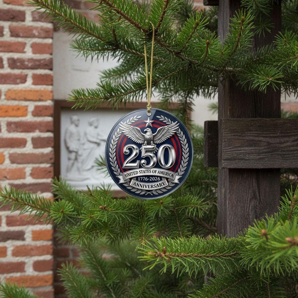 United States 250th Anniversary Ornament, 2026 Semiquincentennial Silver Medal, 1776-2026 Patriotic Eagle Gift, USA Keepsake Decor