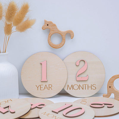 Monthly Milestone Baby Girl, 3D Milestone Discs Baby, Baby Milestone Wooden Discs With Color, Baby Shower Gift, Newborn Photo Prop,Baby Sign