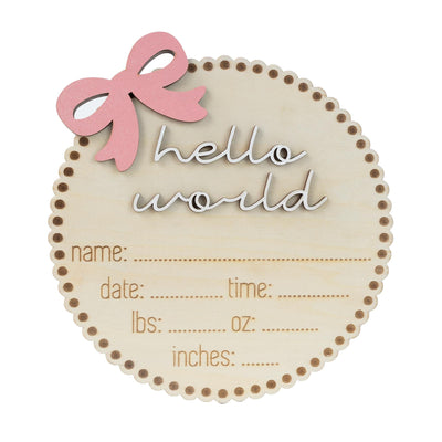 Hello World Sign, Bow Baby Announcement Sign With Birth Stats, Baby Girl Birth Announcement, Personalized Baby Name Sign, Baby Name Bow Sign