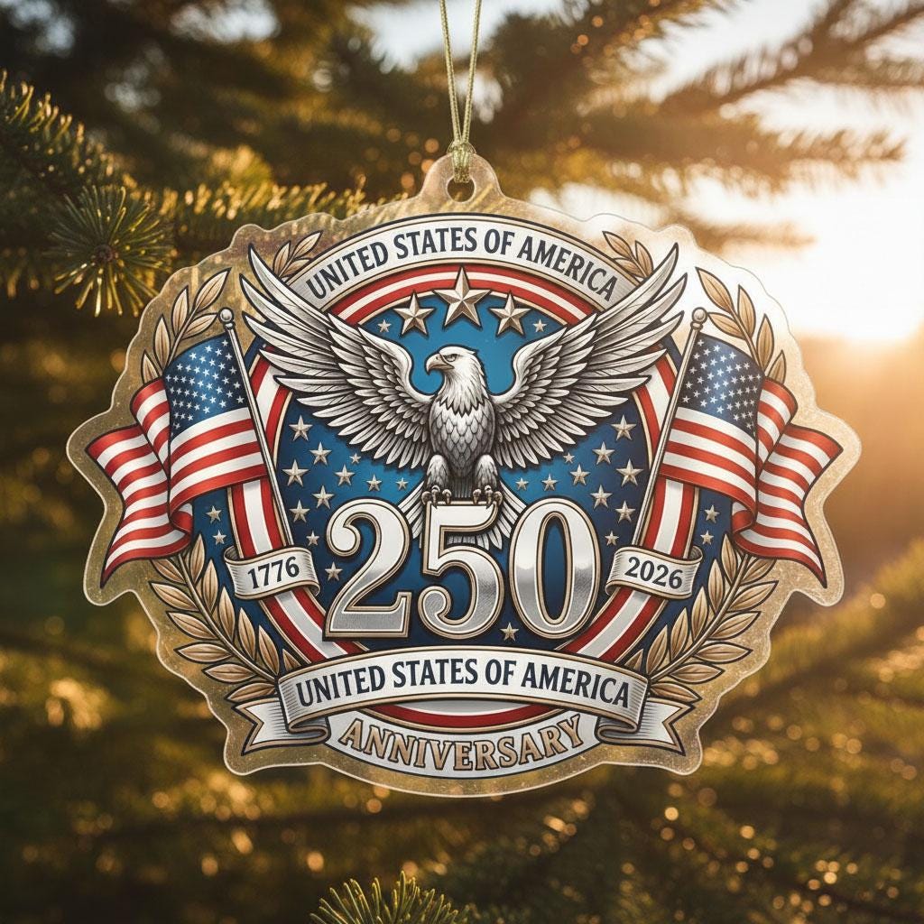USA 250th Anniversary Ornament, Semiquincentennial Eagle Emblem Gift, 1776-2026 Patriotic Acrylic Decor, America 250 Years Keepsake