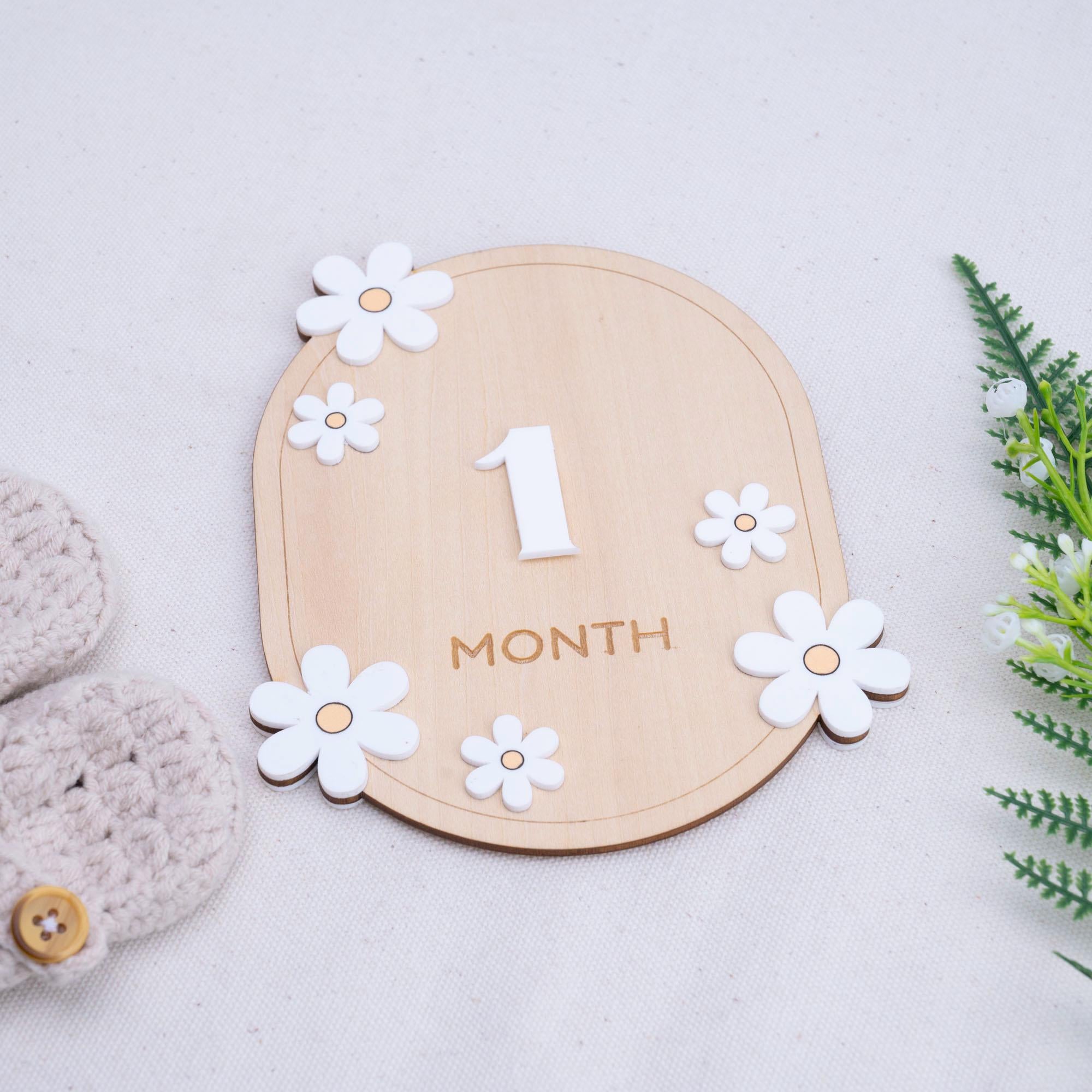3D Daisy Milestone Cards, Interchangeable Milestone Set, Milestone Set For Photo Board, Boho Monthly Milestone Set, Floral Baby Milestone