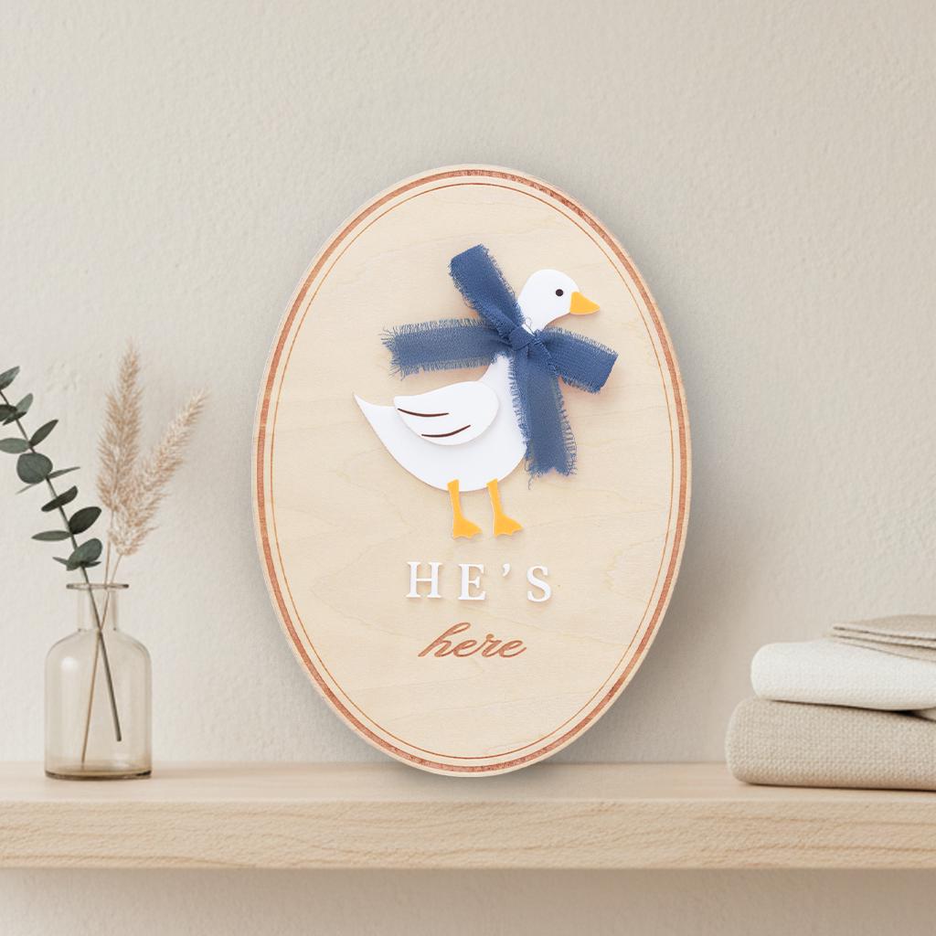He’s Here Wooden Baby Announcement Sign, Newborn Nursery Decor