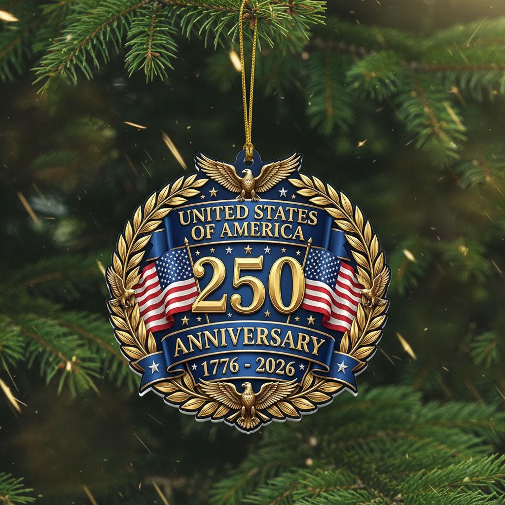 United States 250th Ornament, Semiquincentennial Eagle Medallion, 1776-2026 Patriotic Anniversary Gift, USA 250 Years Decor