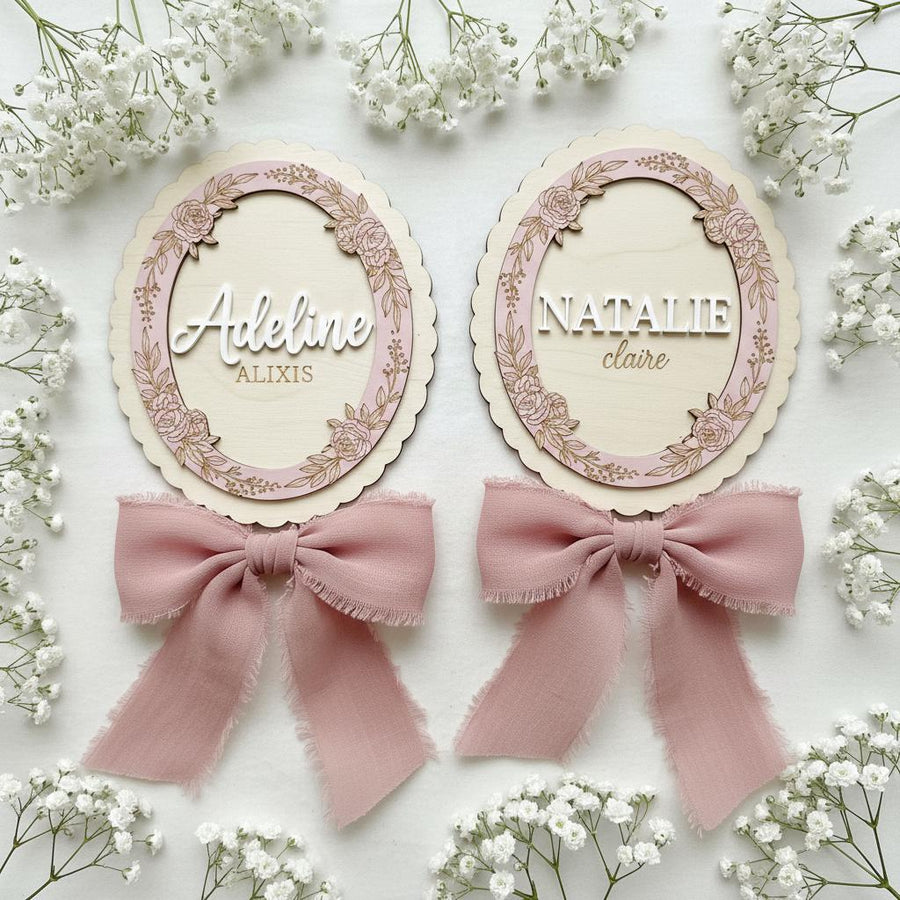 Personalized Baby Name Sign, Wooden Floral Nursery Name Plaque, Custom Baby Girl Nursery Decor, Vintage Baby Name Wall Sign