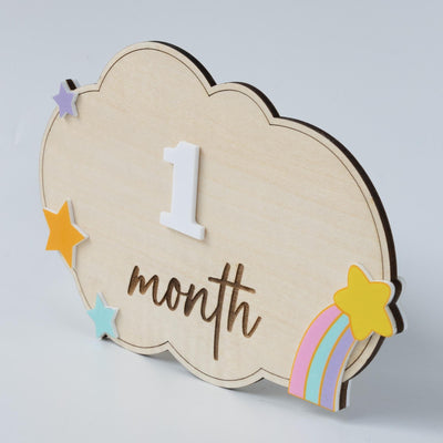 Personalized Baby Milestone Sign, Interchangeable Milestone Cards, Baby Monthly Milestone Marker, Wooden Baby Photo Prop, Baby Shower Gift