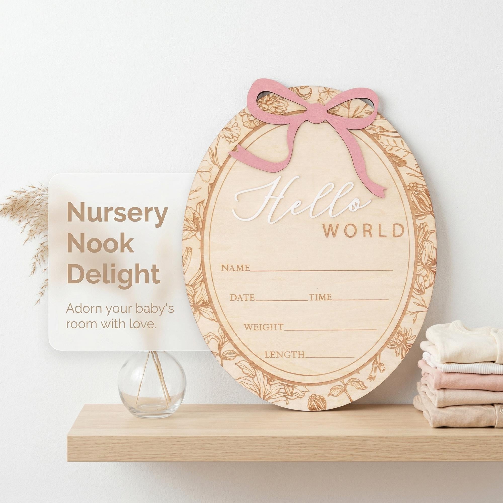 Hello World Baby Announcement Sign Personalized Birth Stats Sign Newborn Hospital Photo Prop Custom Baby Name Sign Gift