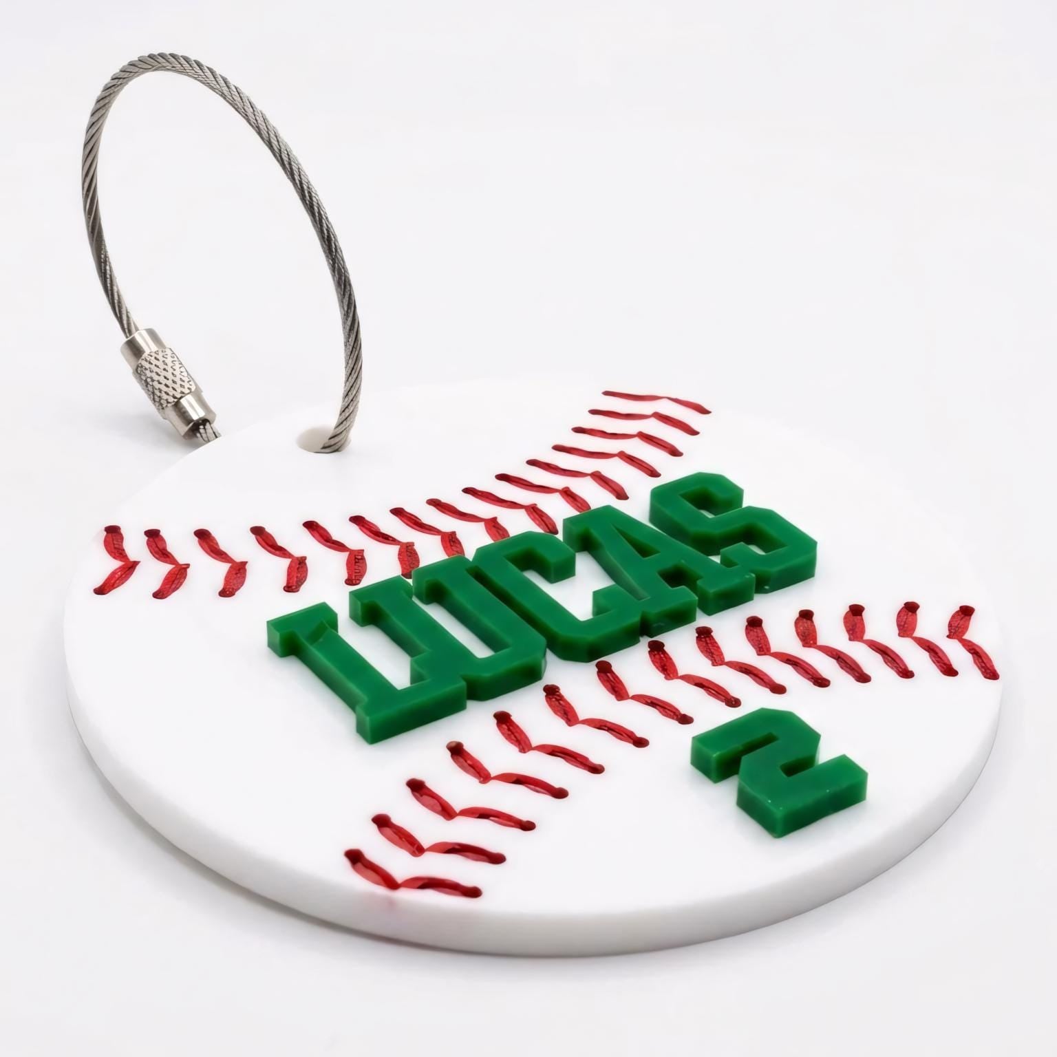 Personalized Baseball Keychain Custom Name and Number, Baseball Bag Tag, Acrylic Baseball Player Gift, Little League Gift