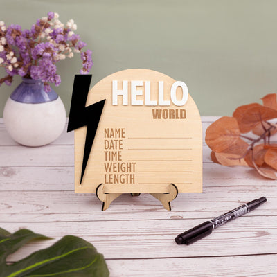 Lightning Bolt Birth Announcement Sign, Baby Name Announcement Sign, Baby Name With Birth Stats, Baby Name Reveal, Baby Announcement Sign