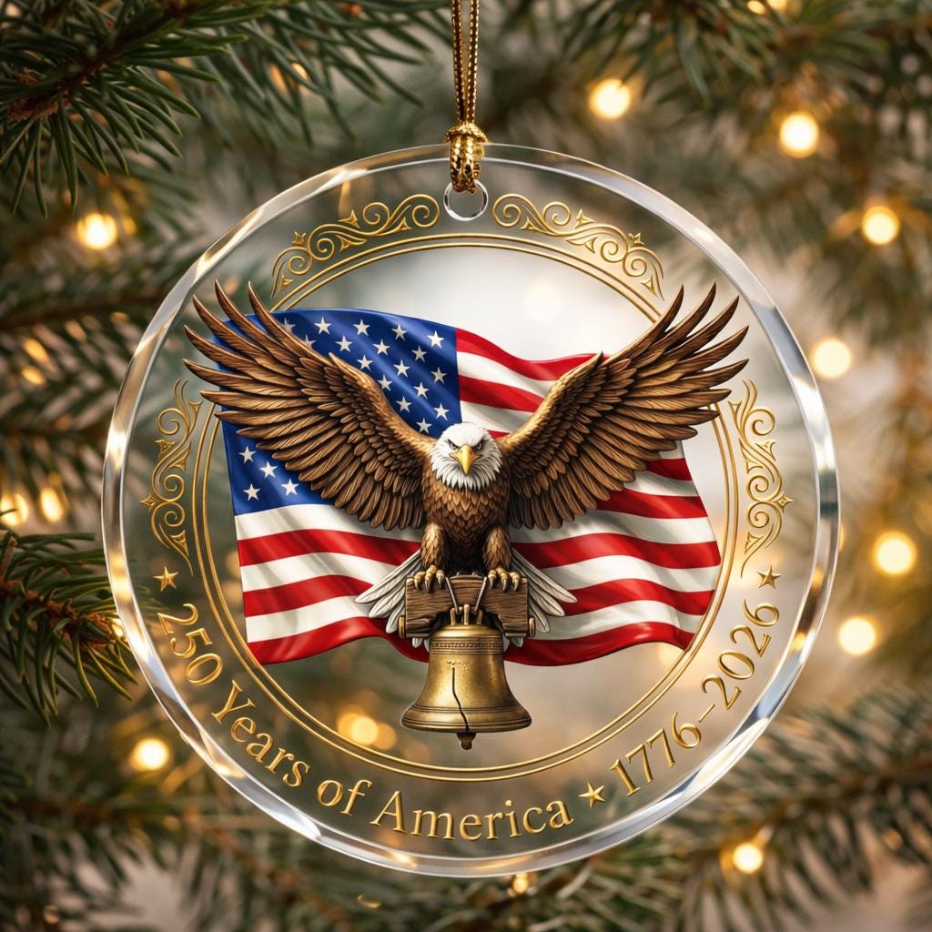 250 Years of America Ornament, Semiquincentennial Eagle Gift, 1776-2026 Patriotic Acrylic Keepsake, USA Birthday Tree Decor