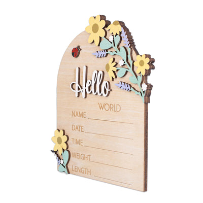 Birth Announcement Sign, Floral Baby Name Sign, Floral Baby Name Announcement Sign, Newborn Photo Prop, Wood Nursery Sign, Baby Name Reveal