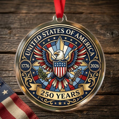 United States 250th Ornament, Great Seal Eagle Emblem, 1776-2026 Patriotic Anniversary Gift, USA 250 Years Decor, America Birthday