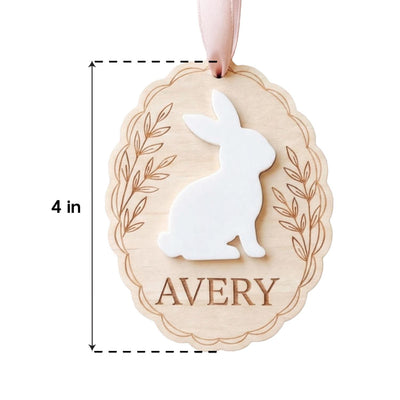 Easter Basket Tag Custom | Wooden Bunny Ornament 3D | Personalized Name Egg Plaque | Kids Spring Gift Stuffers | Personalized Baby Gift