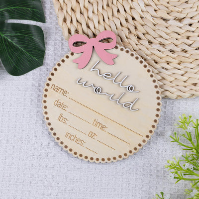 Hello World Sign, Bow Baby Announcement Sign With Birth Stats, Baby Girl Birth Announcement, Personalized Baby Name Sign, Baby Name Bow Sign
