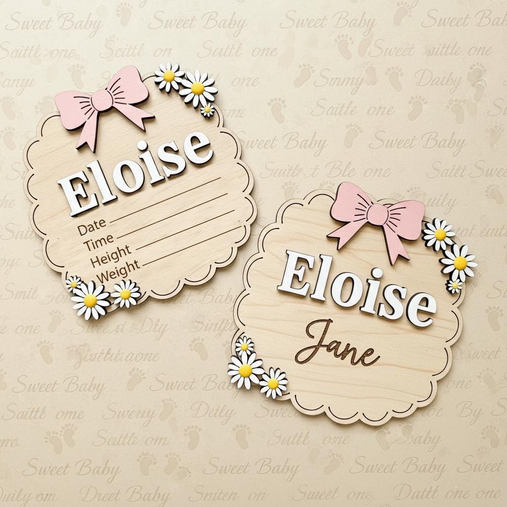 Personalized Baby Name Wood Sign Set, Hello World Announcement