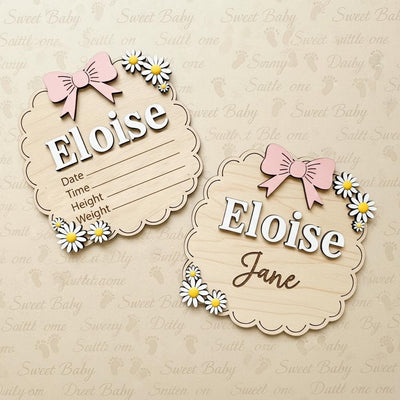 Personalized Baby Name Wood Sign Set, Hello World Announcement