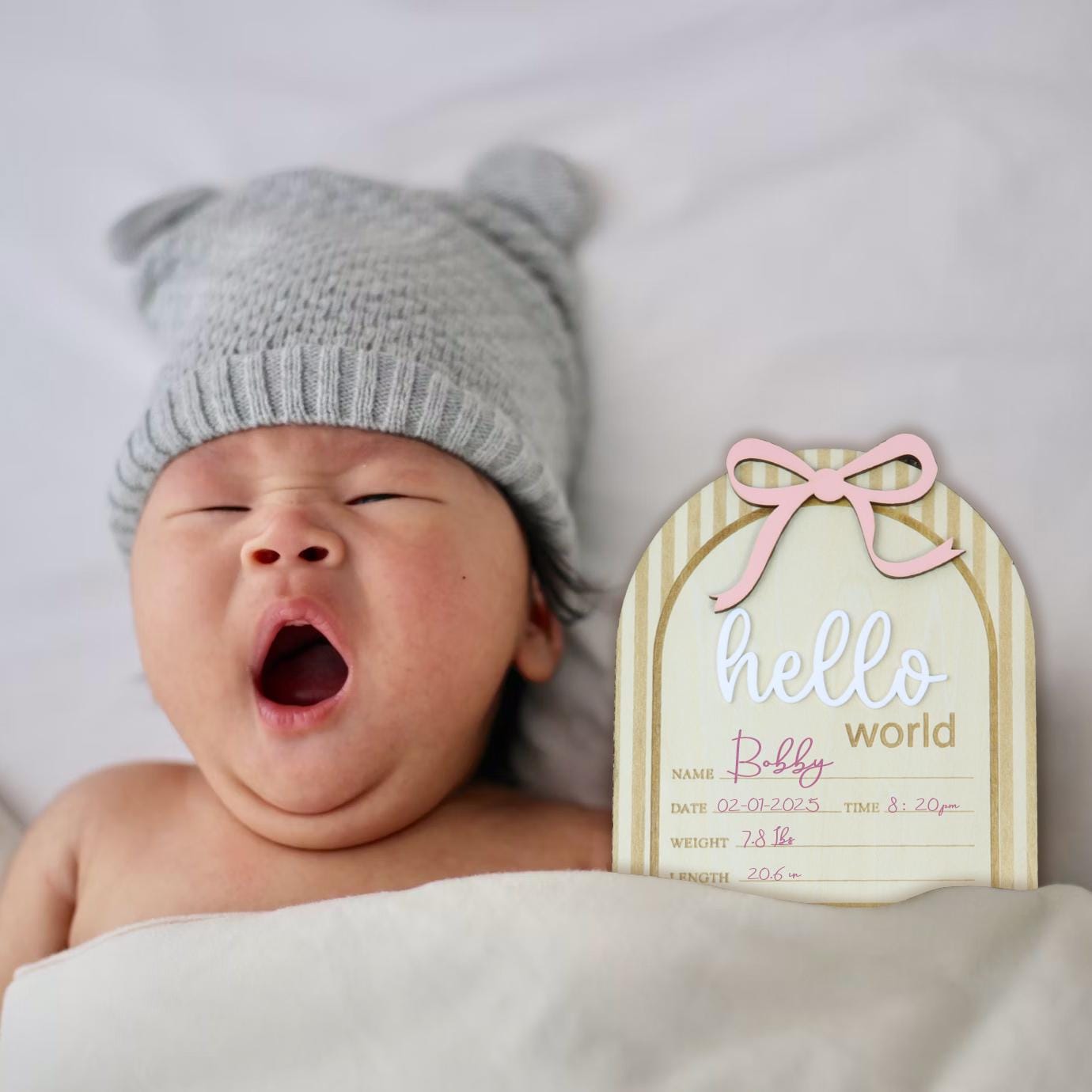 Baby Stat Sign, Hello World Birth Announcement, Hello World Baby Announcement Sign, Baby Photo Props, Welcome Baby Sign