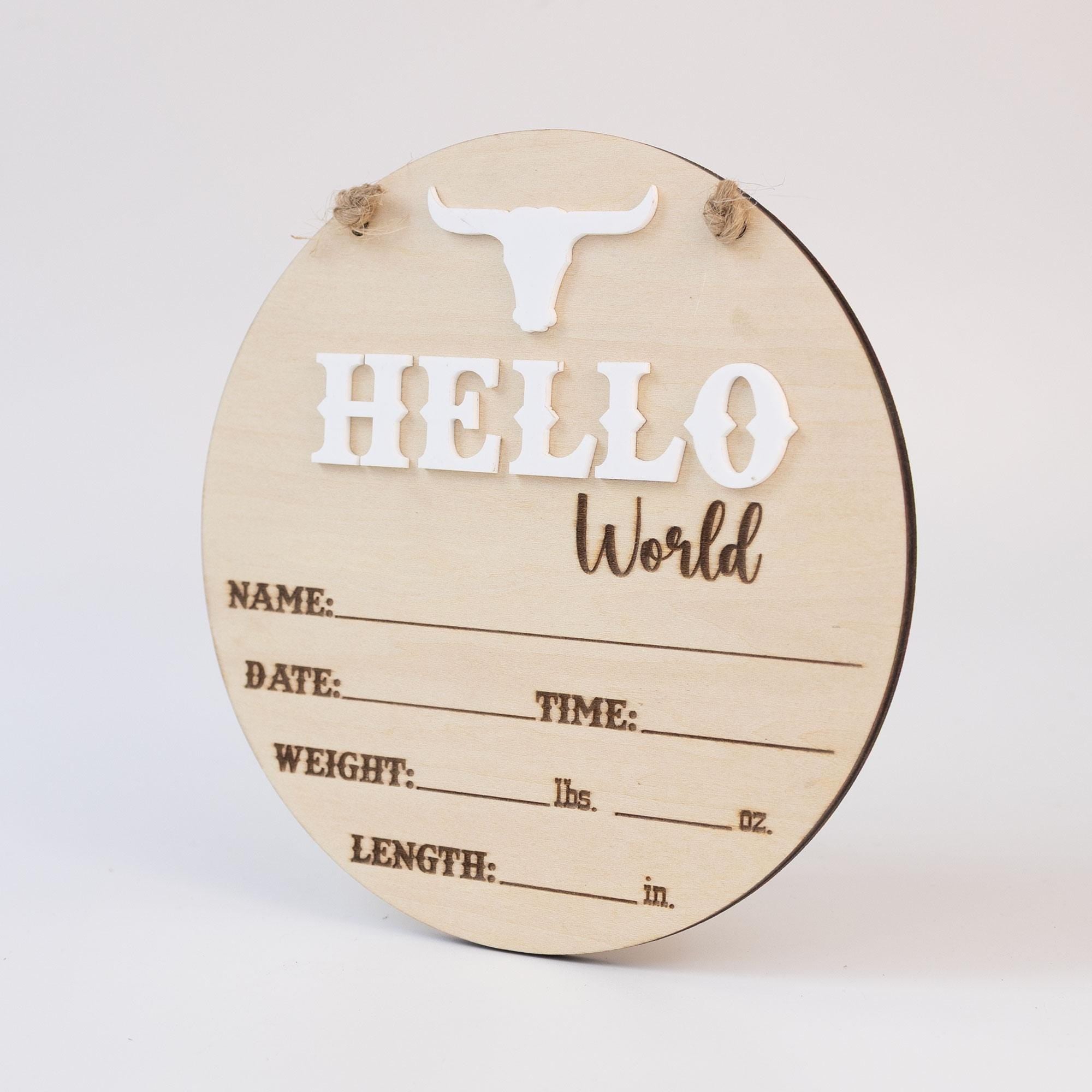 Western Baby Announcement Sign Boy, Newborn Photo Prop, Baby Birth Stats Sign, Bull Western Nursery Sign, Newborn Announcement Sign Boys