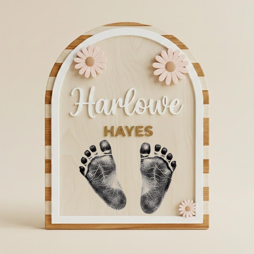 Personalized Baby Name Sign Wooden Nursery Decor, Custom Baby Birth Stats Sign, Baby Announcement Sign, Newborn Name Plaque