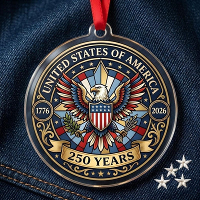 United States 250th Ornament, Great Seal Eagle Emblem, 1776-2026 Patriotic Anniversary Gift, USA 250 Years Decor, America Birthday