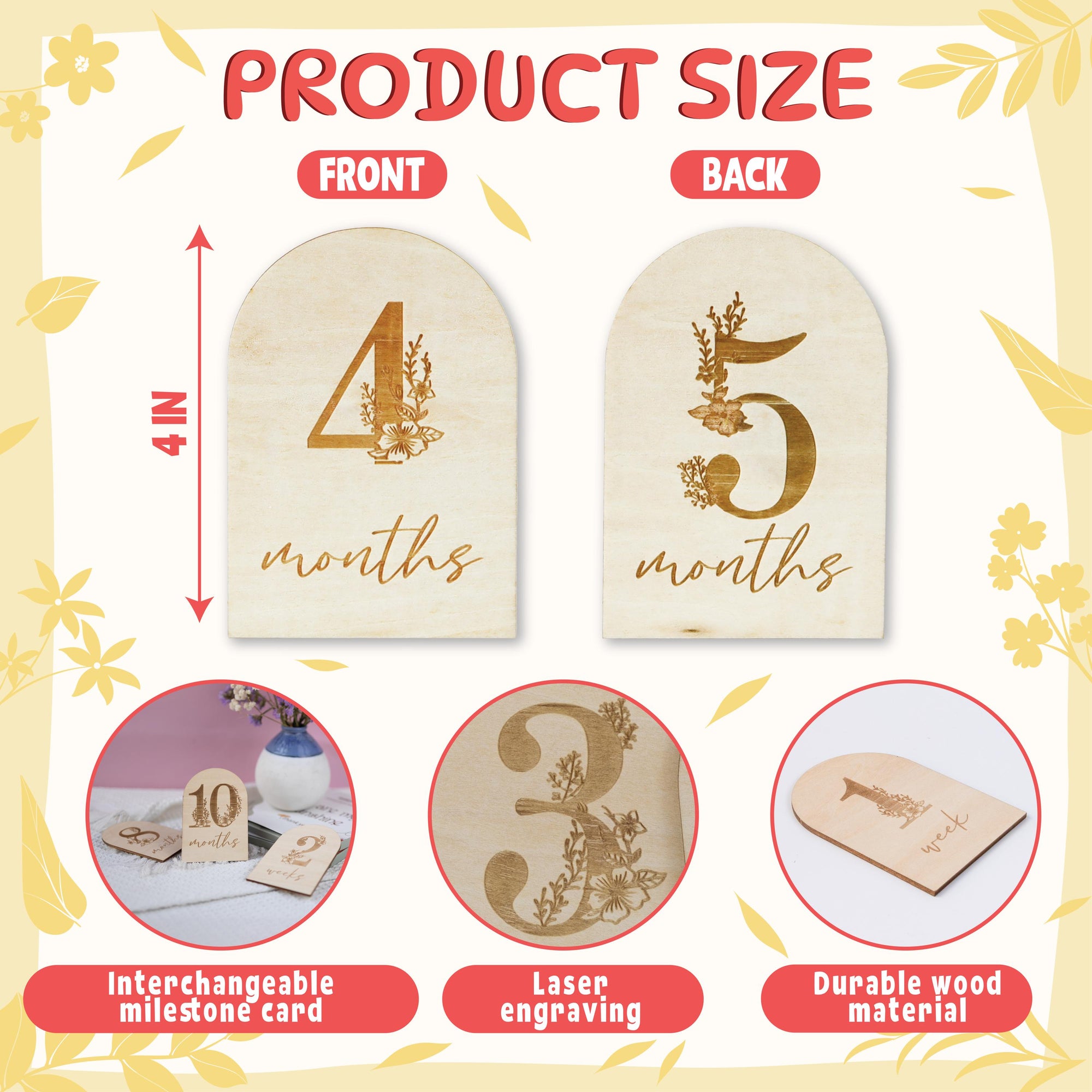 Baby Milestone Set, Monthly Milestones, Hello World Milestone Cards, Newborn Gift, Baby Shower Gift, Wooden Baby Monthly Milestone Markers
